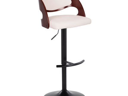 Pino - Mid Century Modern Adjustable Barstool With Swivel With Rounded T Footrest (Set of 2)