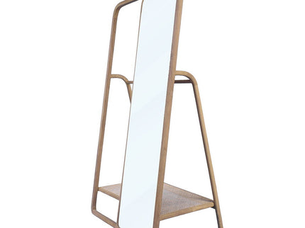 Clothes Hanger With Mirror, Large - Brown