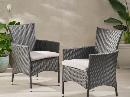 Dimensional Outdoor Dining Chair With Cushion Seat And Iron Frame (Set of 2)