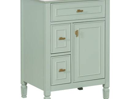 Bathroom Vanity With Sink, Flip Drawer, 2 Drawers, Adjustable Shelf