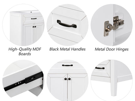 Modern Bathroom Vanity Base Only, 2 Doors And 3 Drawers