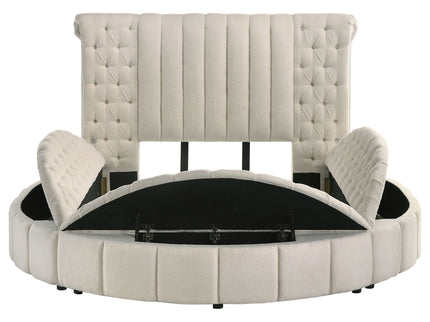 Santiago - Upholstered Round Storage Bed With Built In Charging Ports
