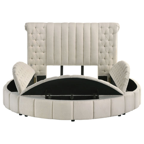 Santiago - Upholstered Round Storage Bed With Built In Charging Ports