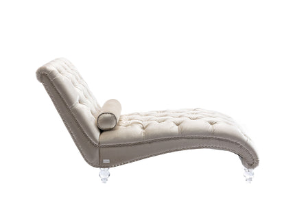 Chaise Lounge Indoor, Button Tufted Upholstered Chaise Lounge Chair With Pillow