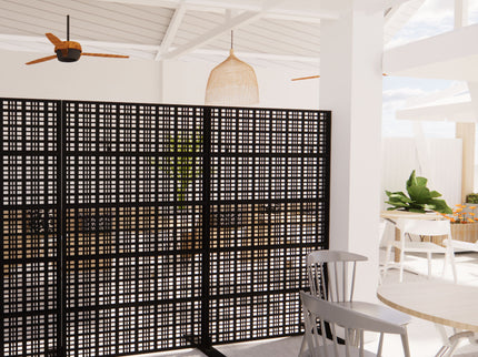 Outdoor And Indoor Divider With Freestanding Decorative Privacy Screen - Black