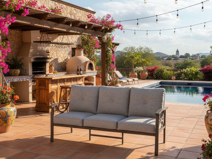 All-Weather 3 Seat Patio Sofa With Cushions