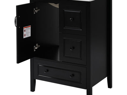 Retro Bathroom Vanity With Sink, Soft Closing Cabinet & Drawers