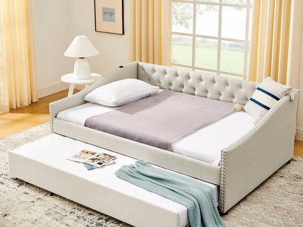 Upholstered Daybed With USB Charging & Pull Out Bed