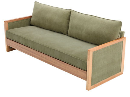 Modern 3 Seater Sofa With Wood Armrests
