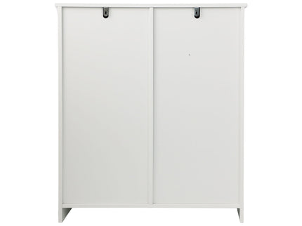 Louvered Flip Top Laundry Cabinet With Dual Fabric Baskets - White