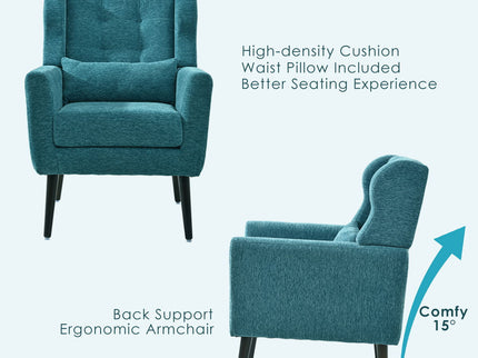 Modern Accent Chair Upholstered Foam Filled Living Room Chairs Comfy Reading Chair Mid-Century Modern Chair With Fabric Lounge Arm Chairs Armchair For Living Room Bedroom