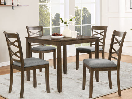 5 Piece Dining Table Set & 4 Chairs - Walnut
