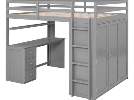 Loft Bed With Drawers, Desk, And Wardrobe