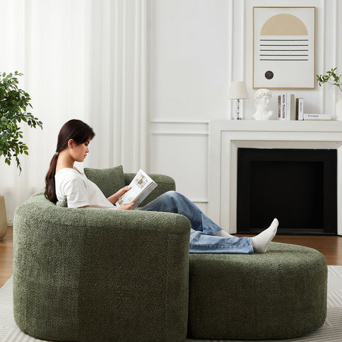L - Shape Boneless Cloud Couch With 2 Throw Pillows For Living Room