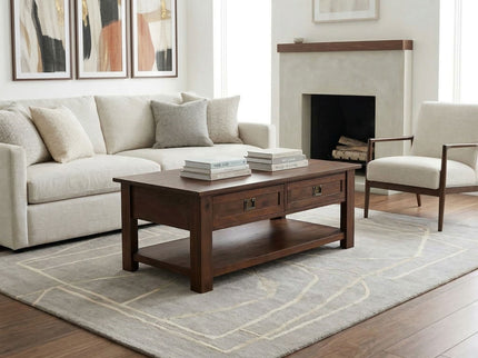 Monroe - Rectangular Coffee Table With Drawers - Brown