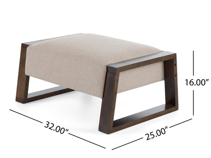 Sleek And Stylish Ottoman Polyester With Rubberwood Legs - Beige
