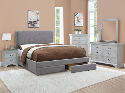 Contemporary Upholstered Bed With Storage Drawers