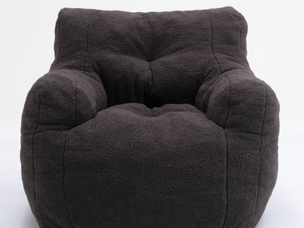 Soft Teddy Fabric Tufted Foam Bean Bag Chair With Teddy Fabric