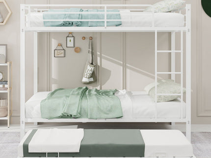 Bunk Bed For Kids, Convertible Frame With Ladders & Guardrail