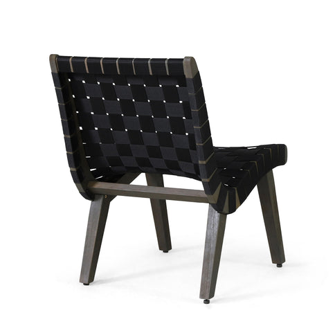 Lounge Chair With Stunning Rope Weave Design, (Set of 2) - Black