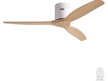 Low Profile Flush Ceiling Fan Without Light - Matte White / White