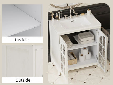 Vintage Farmhouse Bathroom Vanity With Ceramic Sink