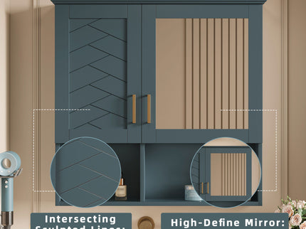 2 In 1 Wall-Mounted Mirror Cabinet With Adjustable Shelves, Soft-Close Doors, High-Definition Mirror & Storage