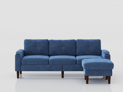 3 Seater Convertible Combination L Shaped Sofa With Footstools With Storage