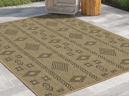Earth - 2'7" X 7'3" Indoor, Outdoor Area Rug - Jute / Black