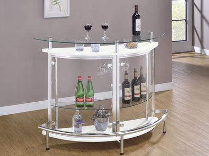 Strick - Freestanding Glass Top Home Bar Wine Cabinet - White