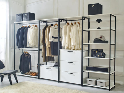 Fiona - Contemporary Wood And Metal Walk In Closet With Drawers