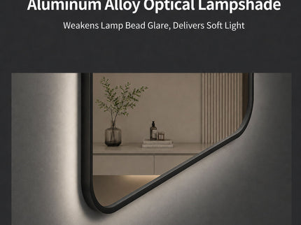 65" X 24" Arched LED Full Length Mirror With Frame, 3 Color Temperatures & Stepless Dimming - Black