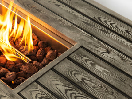 Propane Gas Fire Pit Table, 50000 Btu, Rectangular For Outside - Light Beige