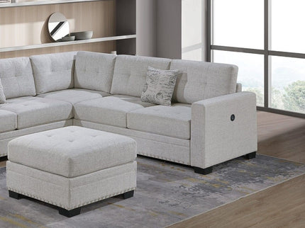 Casual Simple Tufted Sectional 4 Piece Set With USB Loveseat
