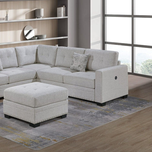 Casual Simple Tufted Sectional 4 Piece Set With USB Loveseat