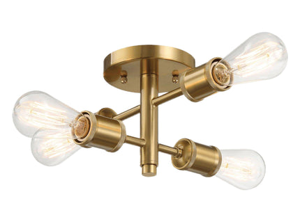 Ephemeral - 4 Lights Semi Flush Mount Ceiling Pendant - Antique Brass / Clear / Gold