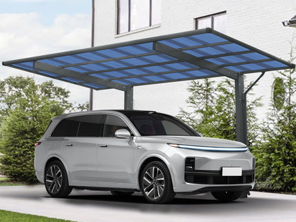 Outdoor Carport, Single Carport Aluminum Metal Frame And Polycarbonate Panels Car Port For Outdoor Driveway Car, Truck - Charcoal