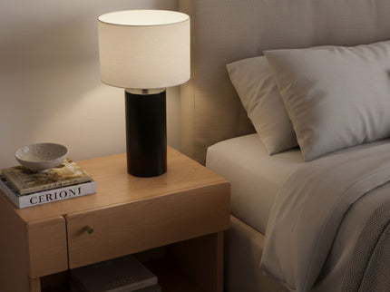 Aura - Table Lamp With On / Off Switch Block Base - Black / White
