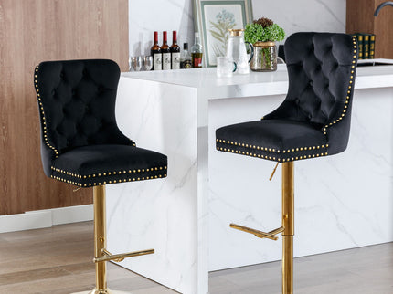 Thick Swivel Barstools Adjusatble Seat Height From 25-33", Modern Upholstered Bar Stools With Backs Comfortable Tufted For Home Pub And Kitchen Island (Set of 2)