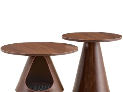 Nesting Coffee Table With Integrated Cat Cave Bed (Set of 2) - Walnut