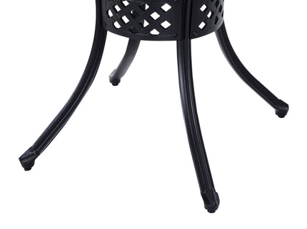 Outsunny - 33" Patio Dining Table Round Cast Aluminium Outdoor Bistro Table With Umbrella Hole - Black