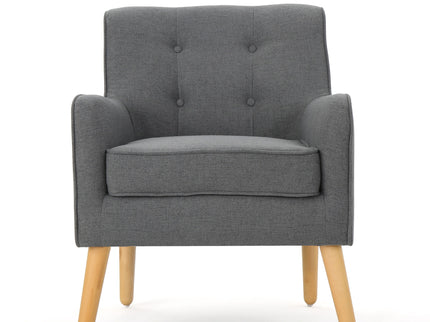 Modern Arm Chair With Tufted Back And Wooden Legs