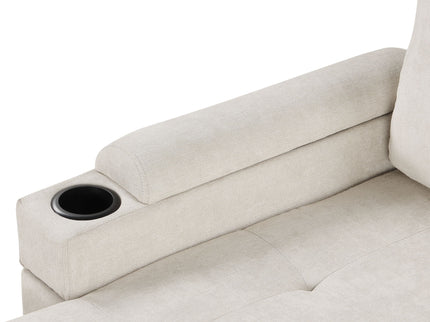 Convertible L Shaped Sofa Couch With Storage, Cup Holders, USB Ports