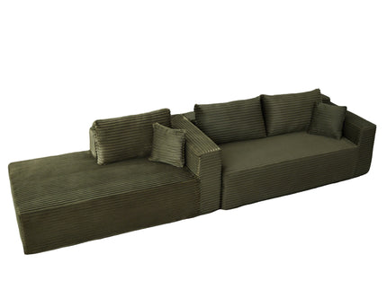 Compression Sectional Couch With Comfy Chaise, Boneless L Shape Sofa With Deep Seat