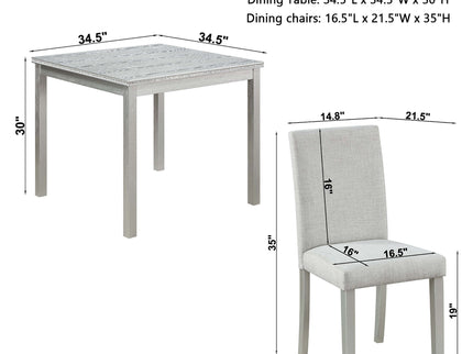 Dining Table Set With Crystal Decoration And Upholstered Chairs