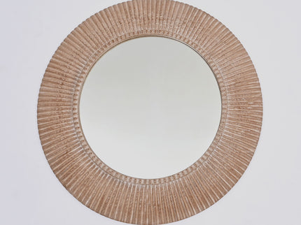 Handcarved Decorative Hanging Wall Mirror - Antique Brown / White