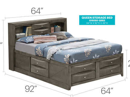 Modern Design Storage Bed With Bookcase Headboard