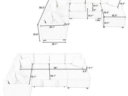 Sectional Sofa Pull-Out Sofa Bed Sleeper With A Storage Ottoman, Three Pillows And Charging Devices For Living Room