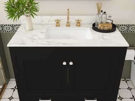 Bathroom Vanity Set, Sink And Faucet Holes Included - Black