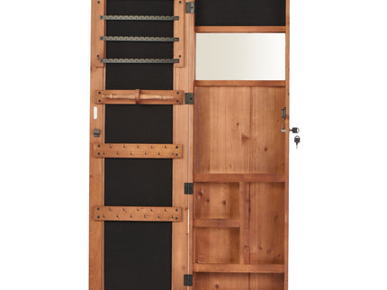 Jewelry Armoire Organizer With Full Length Mirror, Wall Mounted Lockable Cabinet With LED Light